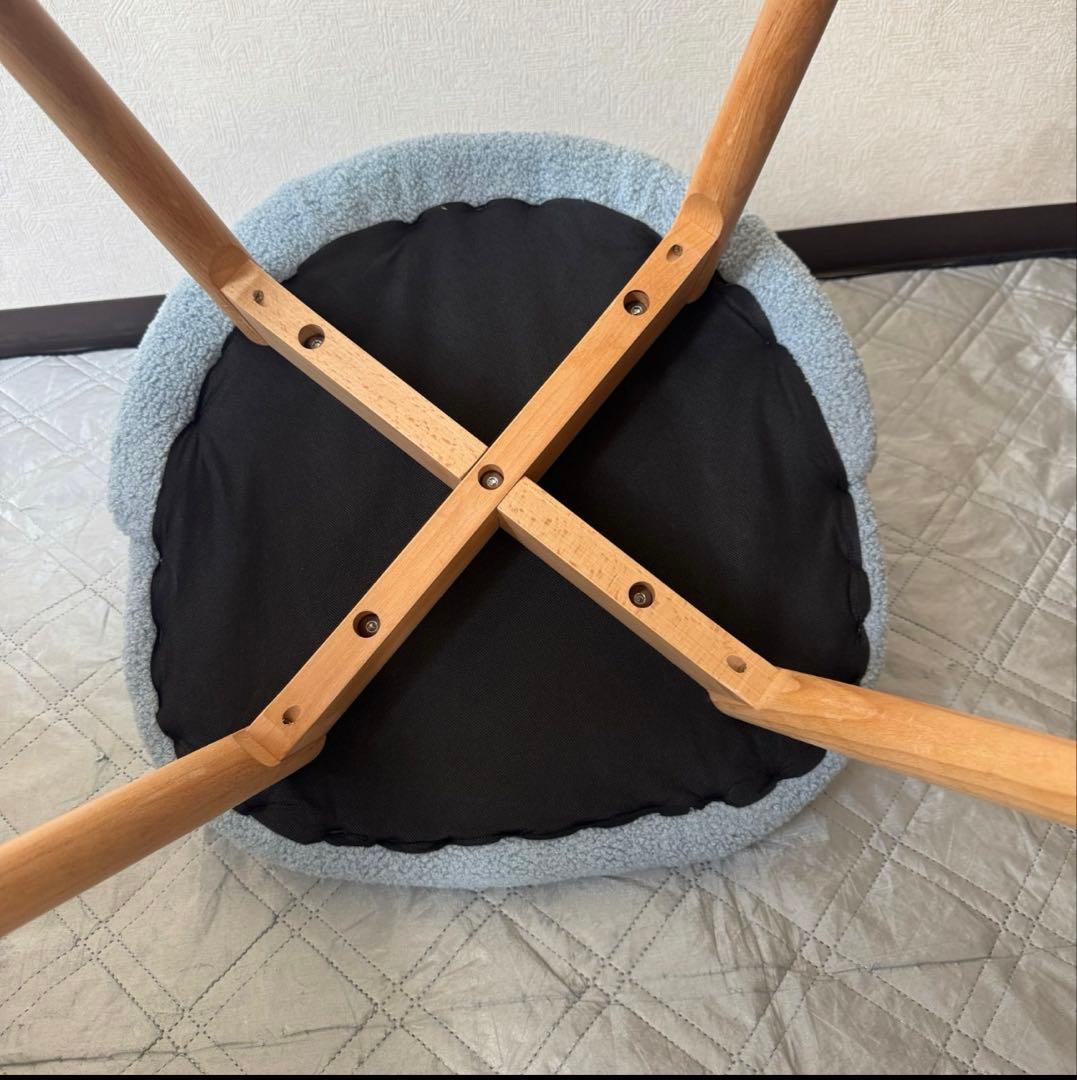 水色 布地 アーチ型 ダイニングチェア(二個セット)