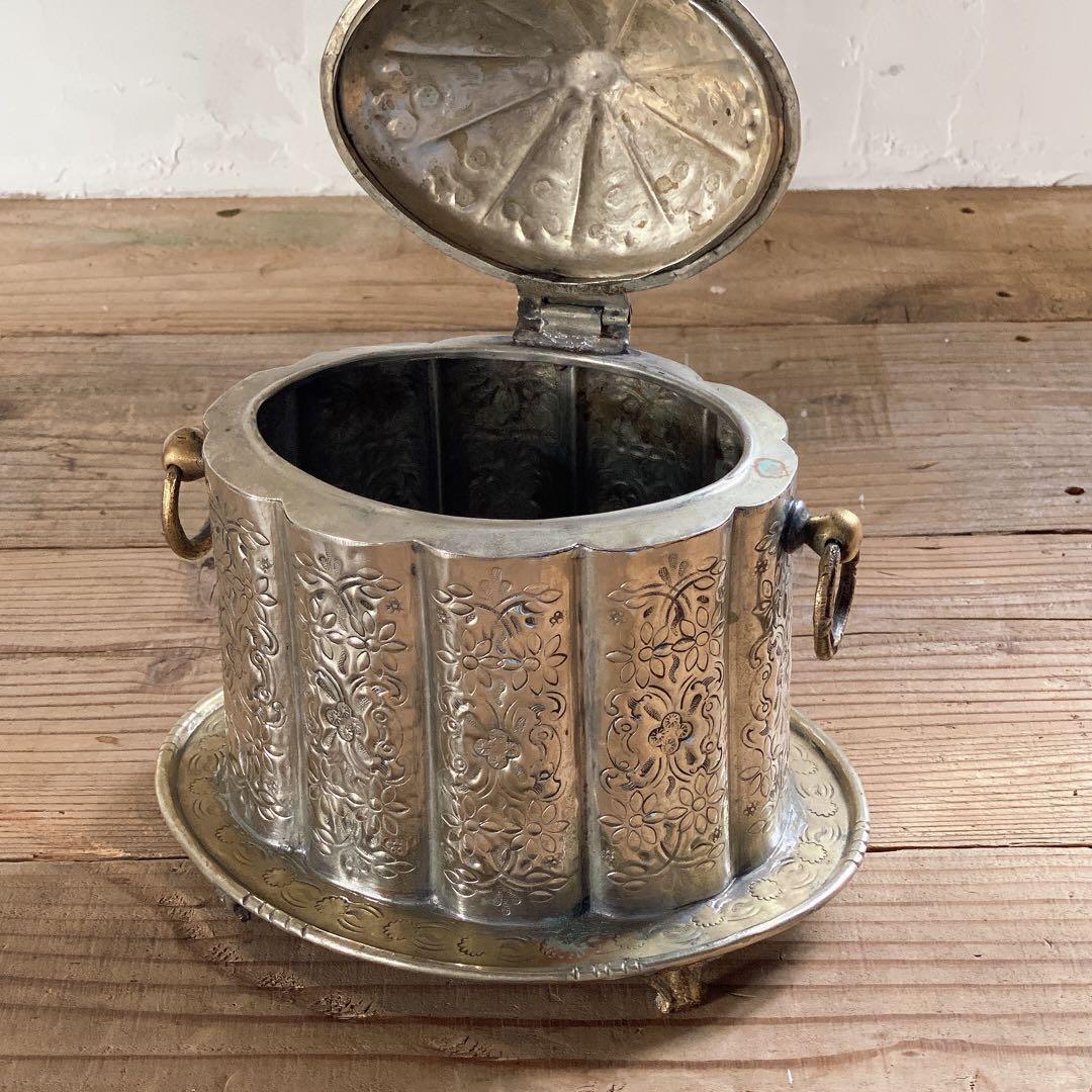 モロッコ製 ハンドメイド アンティーク フタ付き 小物入れ シュガーポット