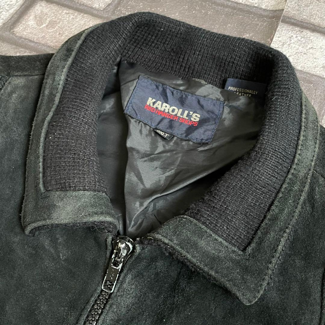 suède leather zip knit jacket black 2XL