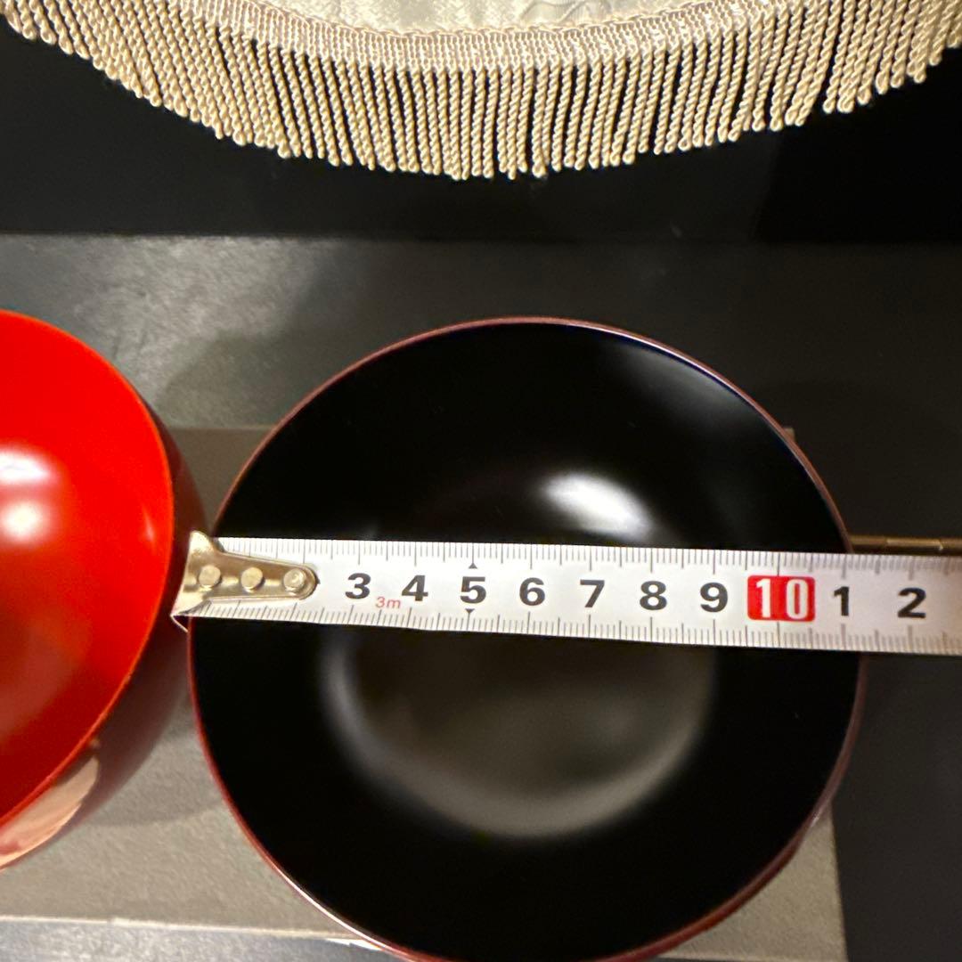 st。山田平安堂　夫婦椀 まゆみ 赤色 黒色 漆器　新品　お椀　朱　溜