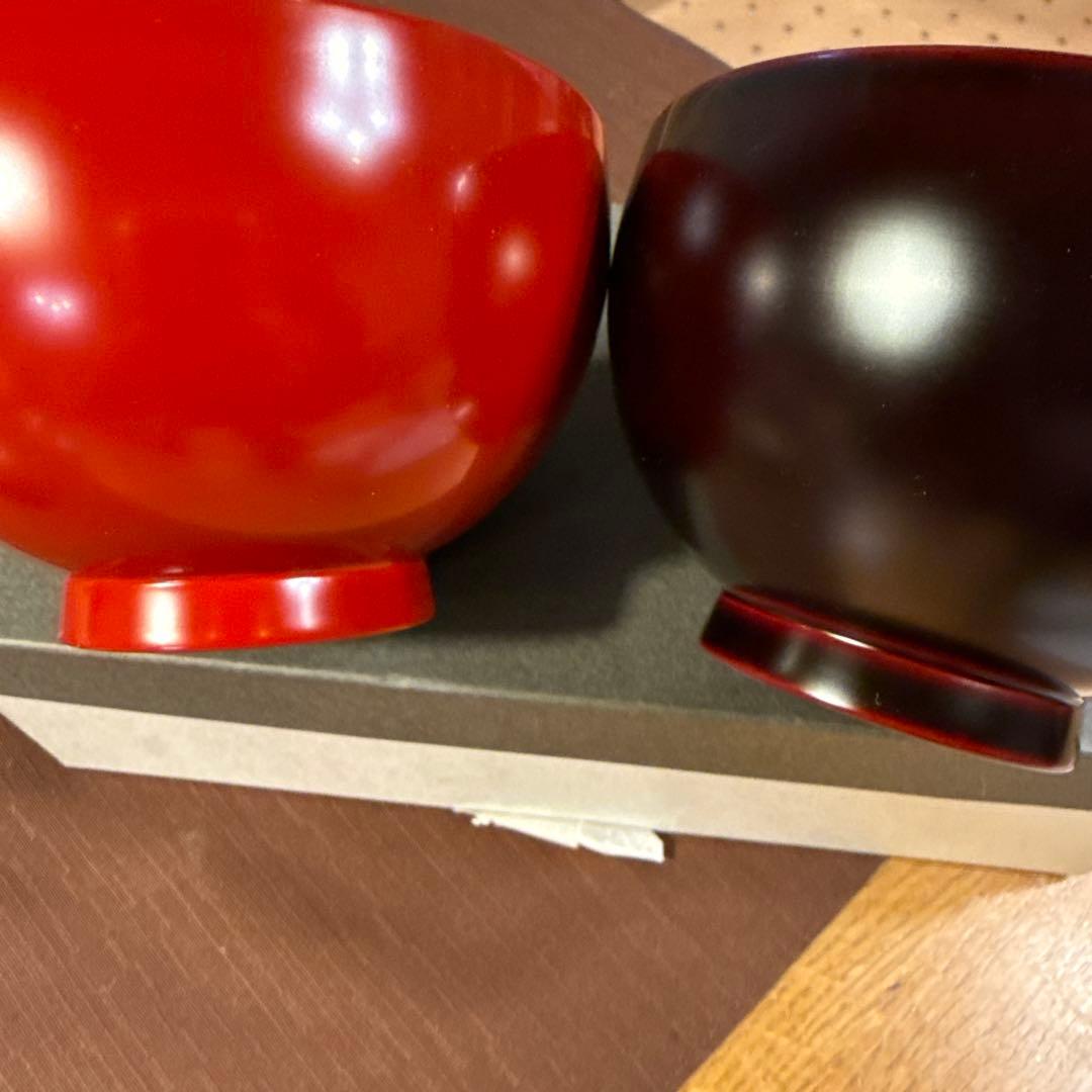 st。山田平安堂　夫婦椀 まゆみ 赤色 黒色 漆器　新品　お椀　朱　溜