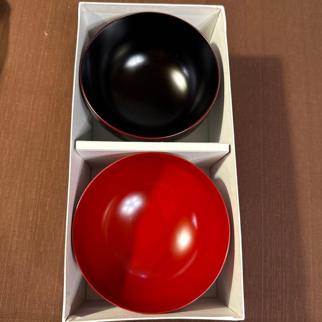 st。山田平安堂　夫婦椀 まゆみ 赤色 黒色 漆器　新品　お椀　朱　溜