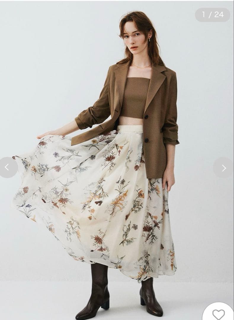 FRAY.ID ボタニカルプリントシアータックスカート