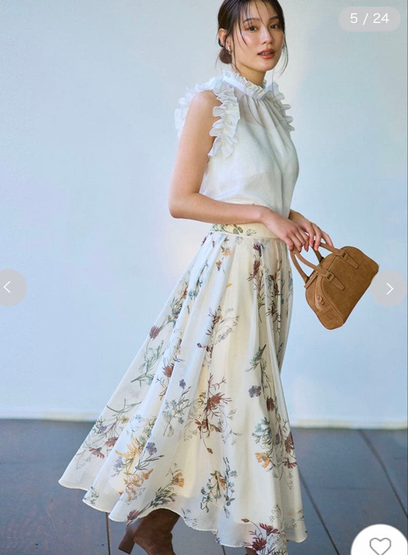 FRAY.ID ボタニカルプリントシアータックスカート