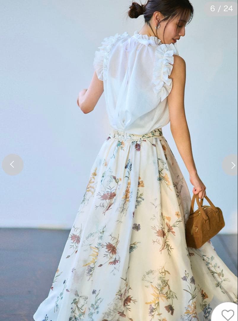 FRAY.ID ボタニカルプリントシアータックスカート