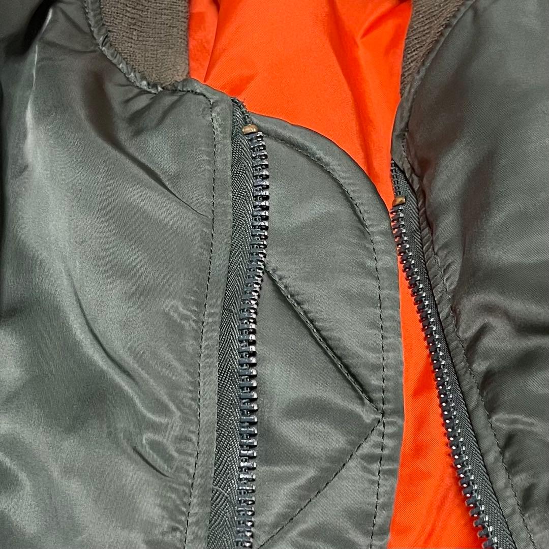 美品　アルファ　ma-1 ビンテージ　USA製　オリーブグリーン　短丈