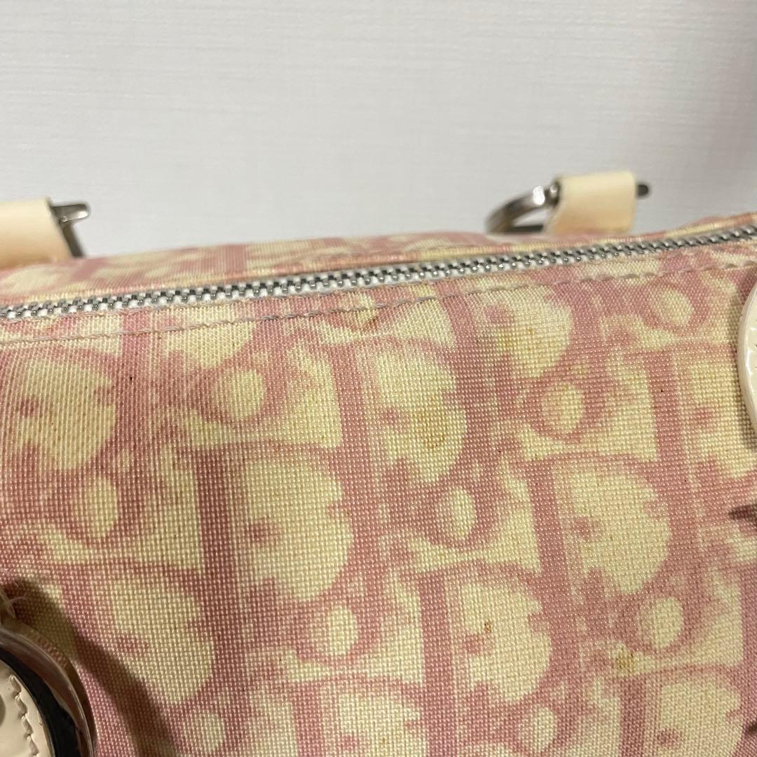 ディオール Dior ミニボストンバッグ トロッター柄 ホワイト ピンク　総柄