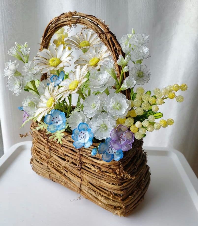 花かご　アメリカンフラワー（ディップフラワー）