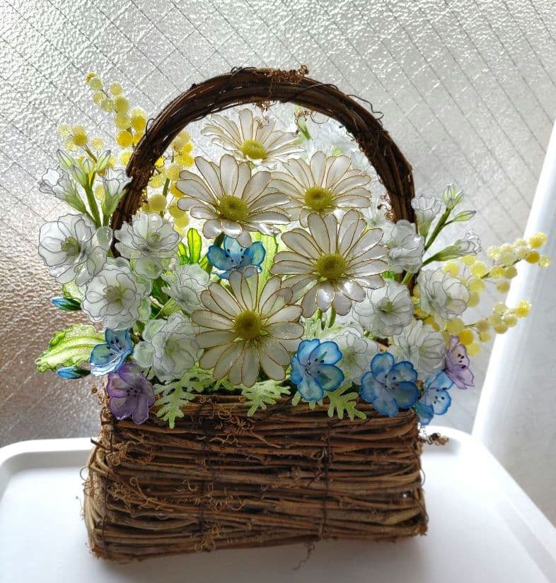 花かご　アメリカンフラワー（ディップフラワー）