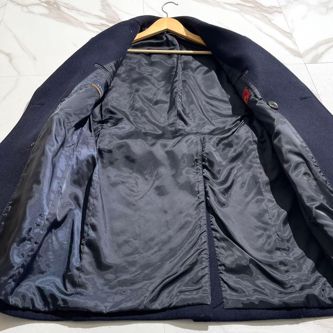 【未使用級✨】Bishitto ヘリンボーン ダブルチェスターコート 紺 M