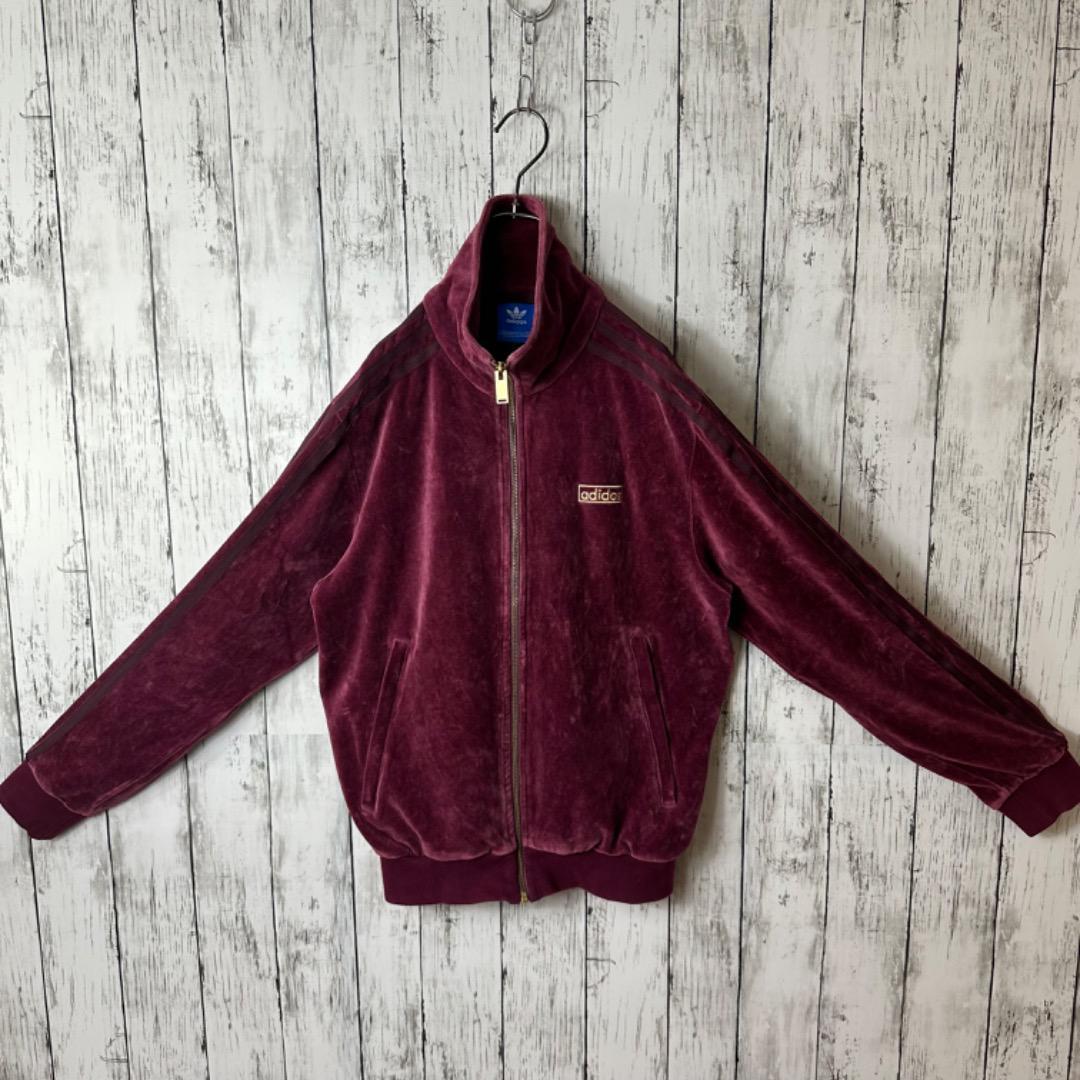 超希少】アディダス ベロア ジャージ XS パープル 紫 ボルドー 赤