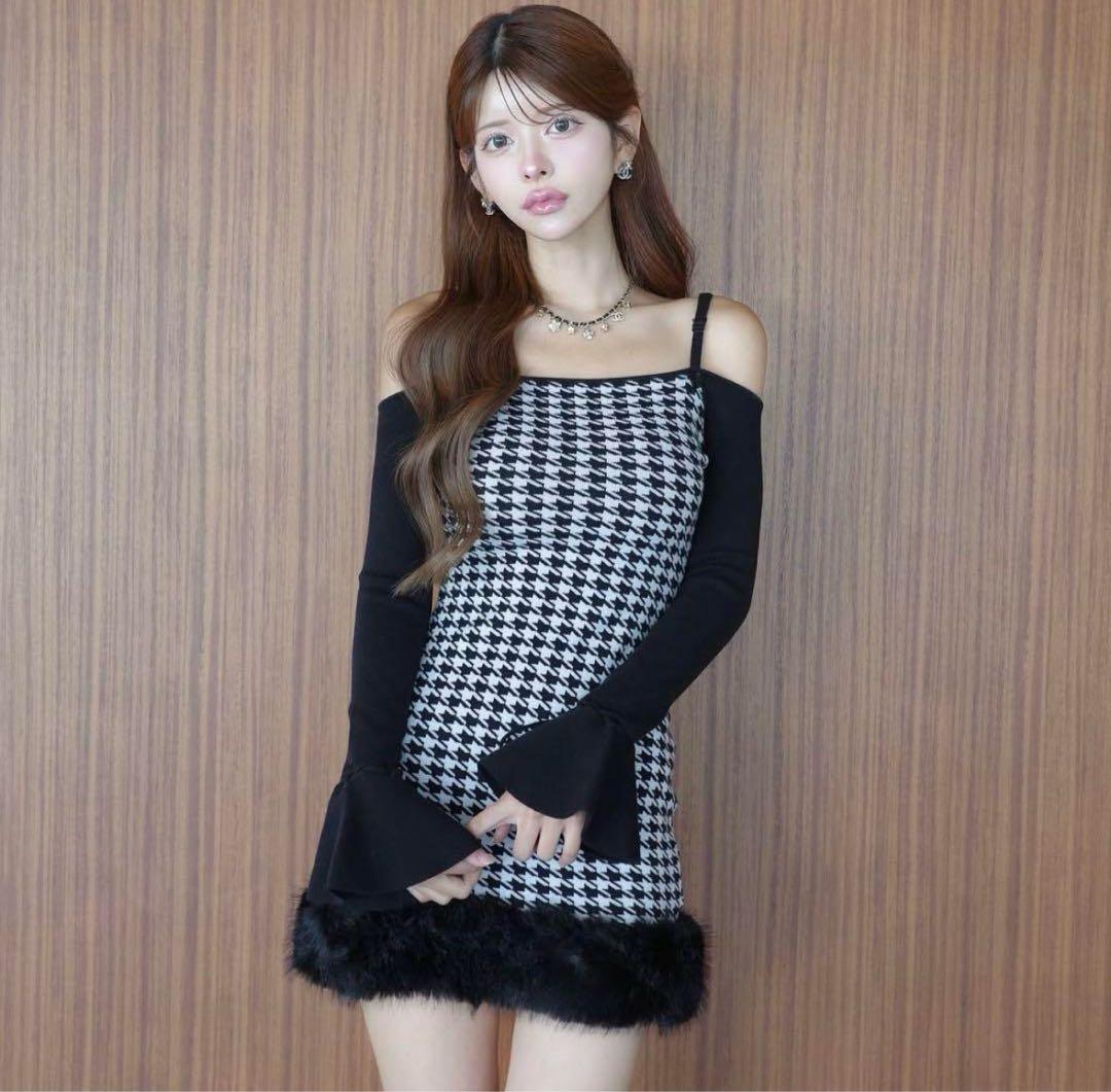 ベストセラー 商品ファッション - randy 2wayハウンドトゥースファー