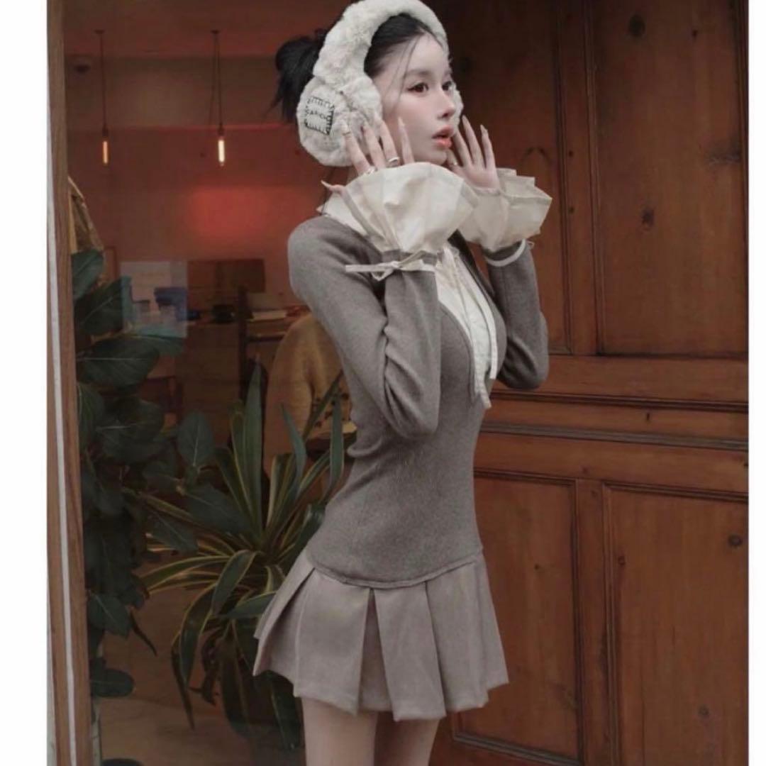 ダーリッチ シャツドッキングプリーツミニワンピース