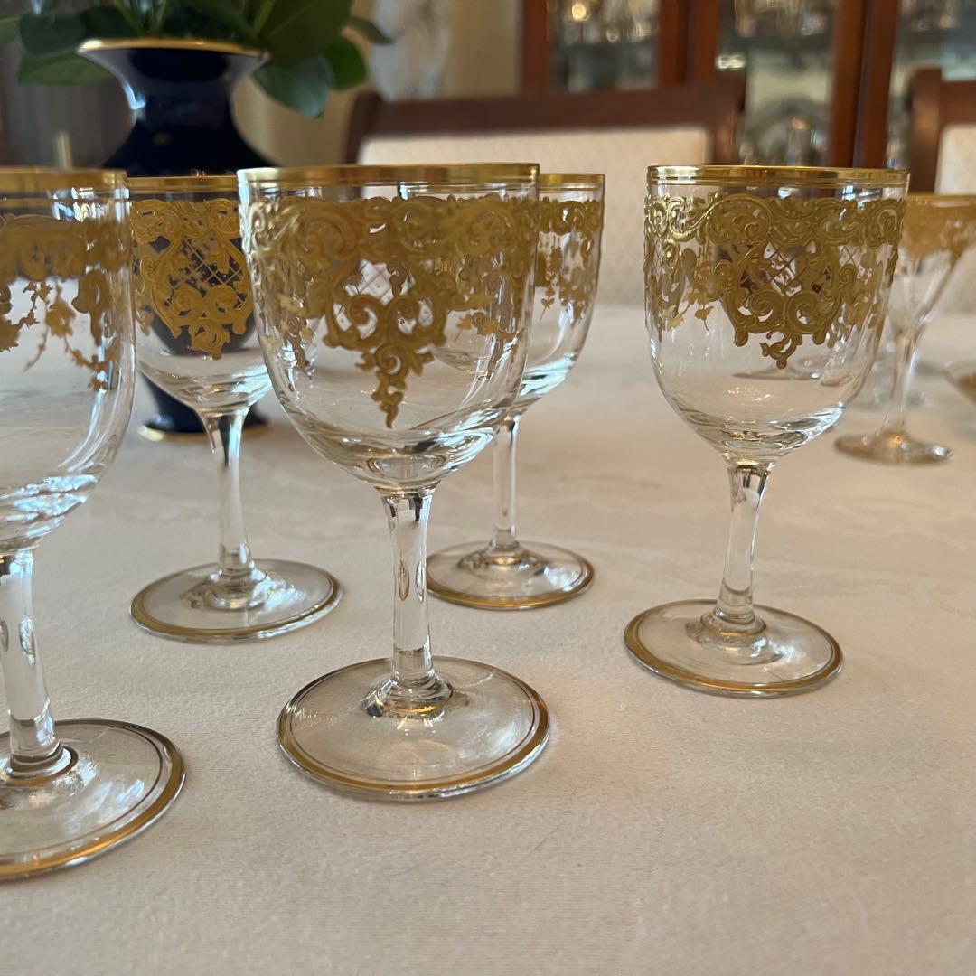 R様 ご売約 モーゼル 金彩金盛 クリスタル ロカイユ リキュールグラス 2客