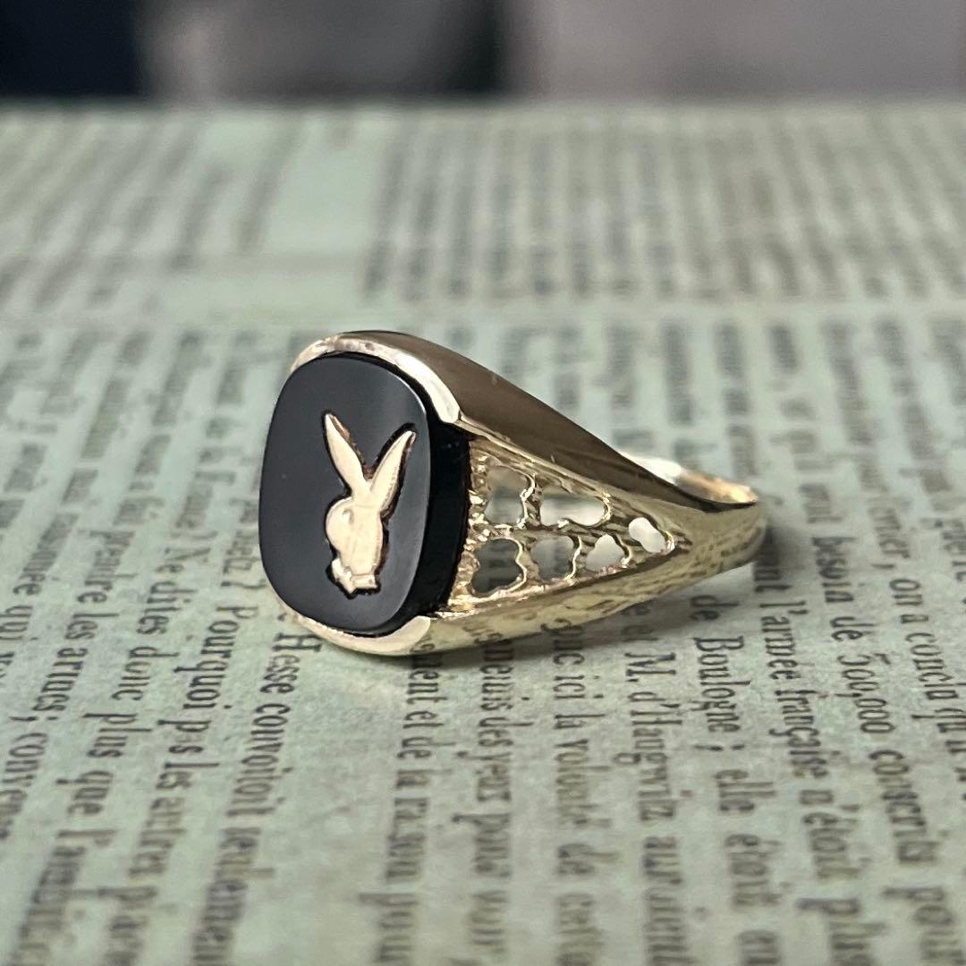 希少　英国　イギリス　ヴィンテージ　9k 9金　プレイボーイリング