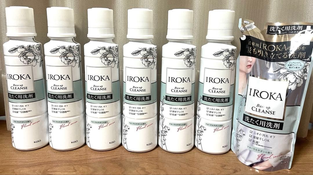 生産終了品】花王IROKA ベースアップクレンズ 本体600g 6本 詰替1つ