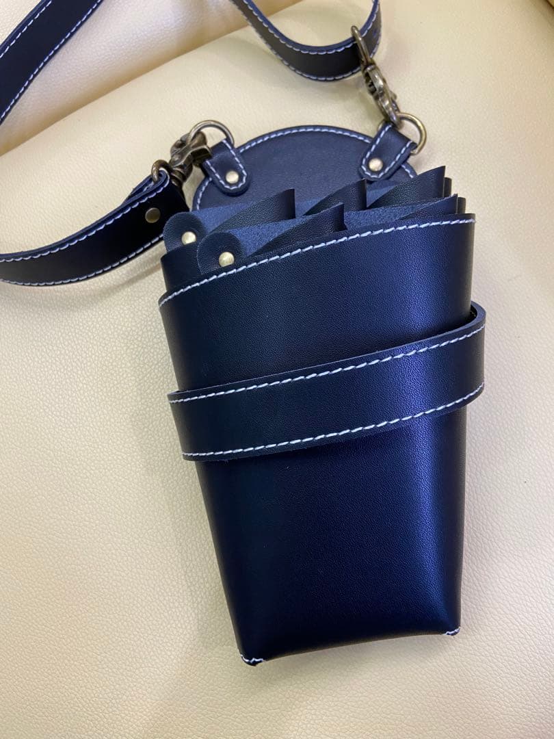 シザーケース　鞘　SAYA ポシェットタイプ　牛革　【ブラック】