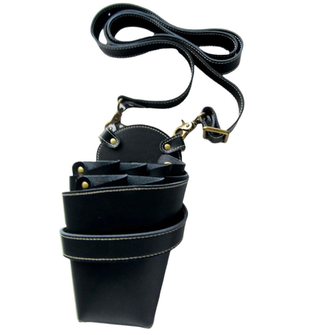 シザーケース　鞘　SAYA ポシェットタイプ　牛革　【ブラック】