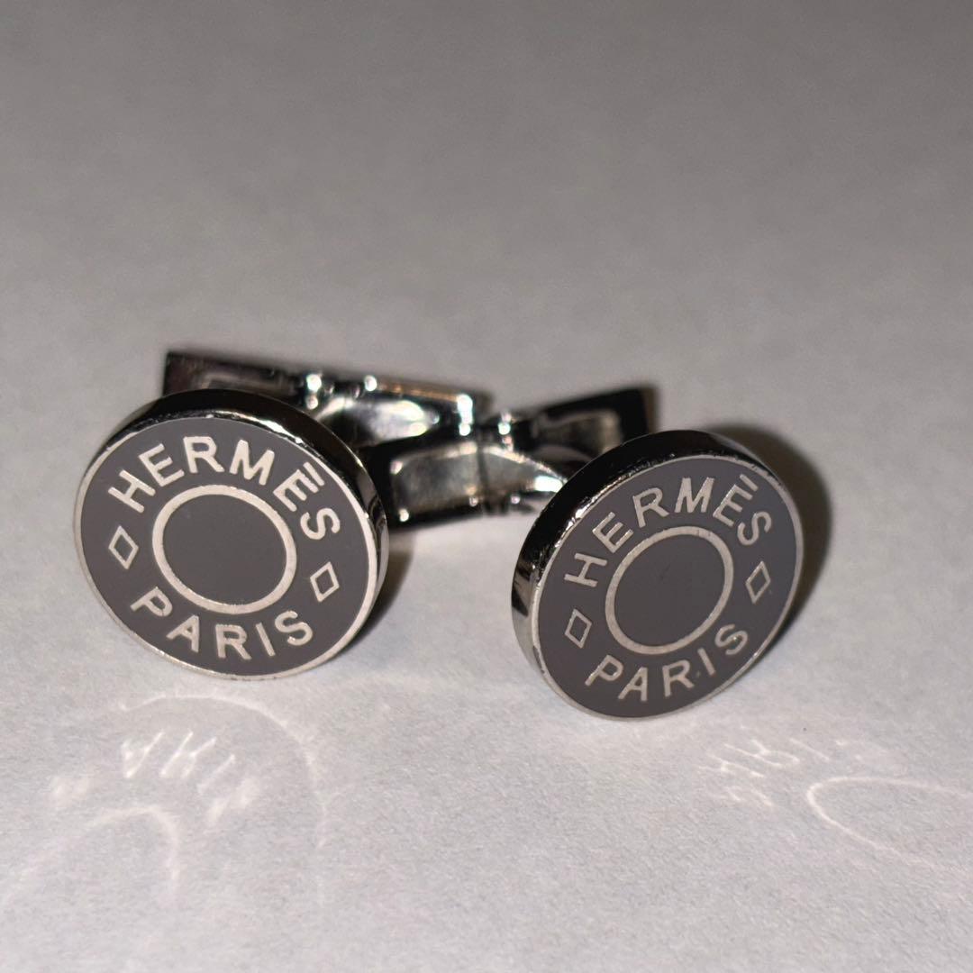HERMES シルバー 円形カフリンクス