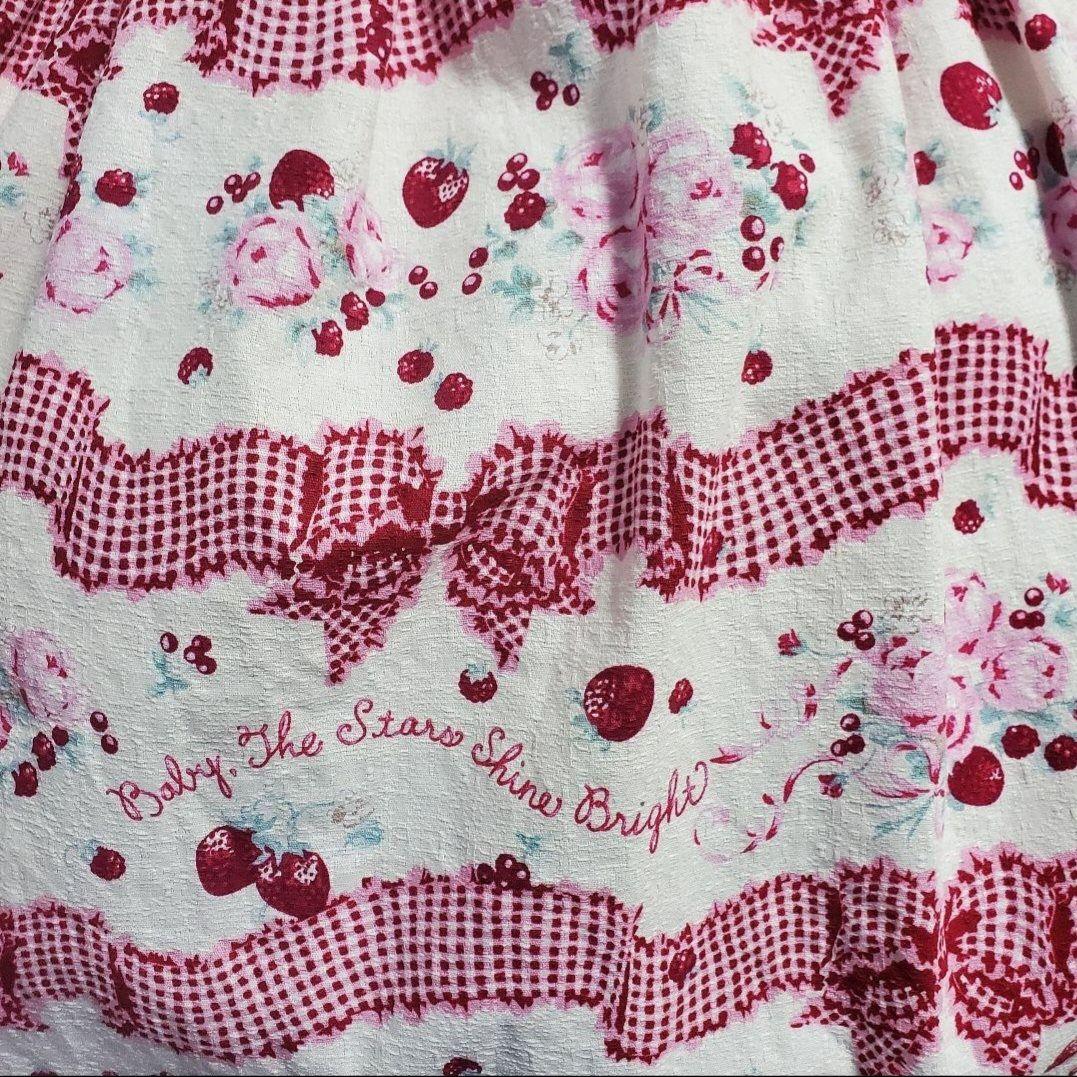 BABY, スウィートギンガムボーダーリボンリボンJSK KC セット オフ白