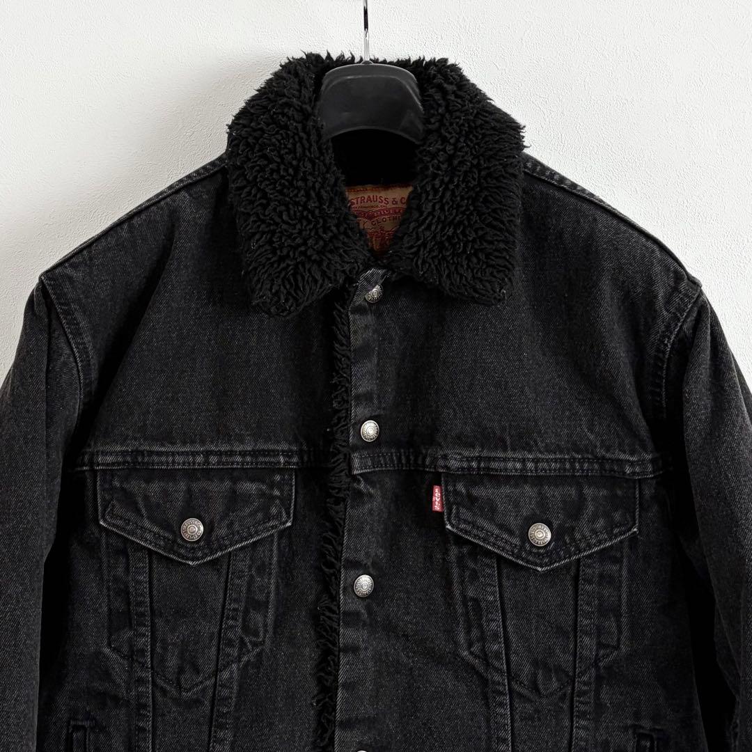 90s USA製 リーバイス ブラック デニムボアジャケット ヴィンテージ 黒