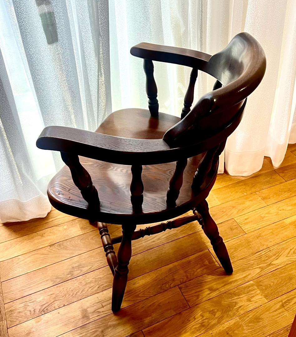 高級 オーク材 回転式アームチェア①