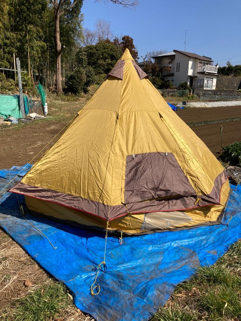 ティピー型テント 中型 黄色と茶色