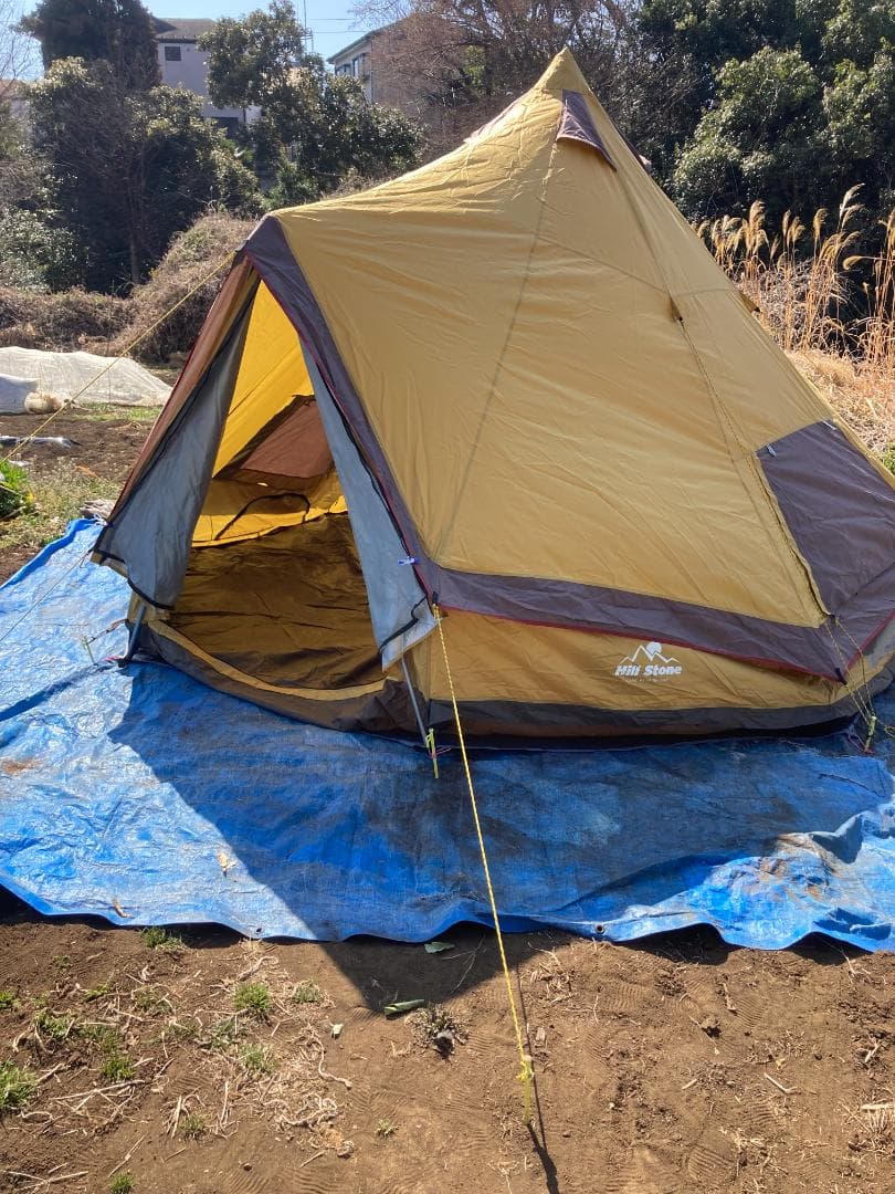 ティピー型テント 中型 黄色と茶色