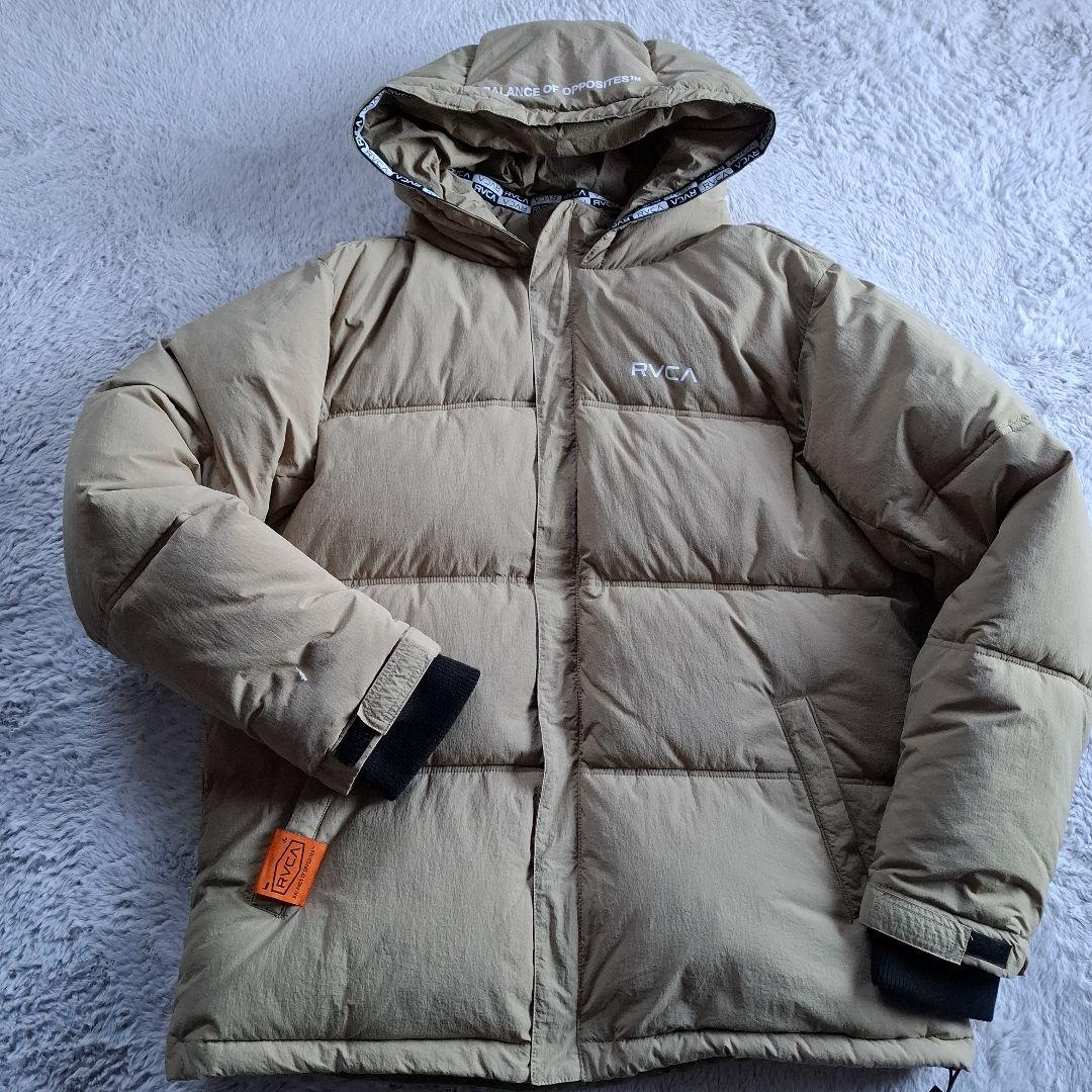RVCA フード付きダウンジャケット ベージュ - メルカリ