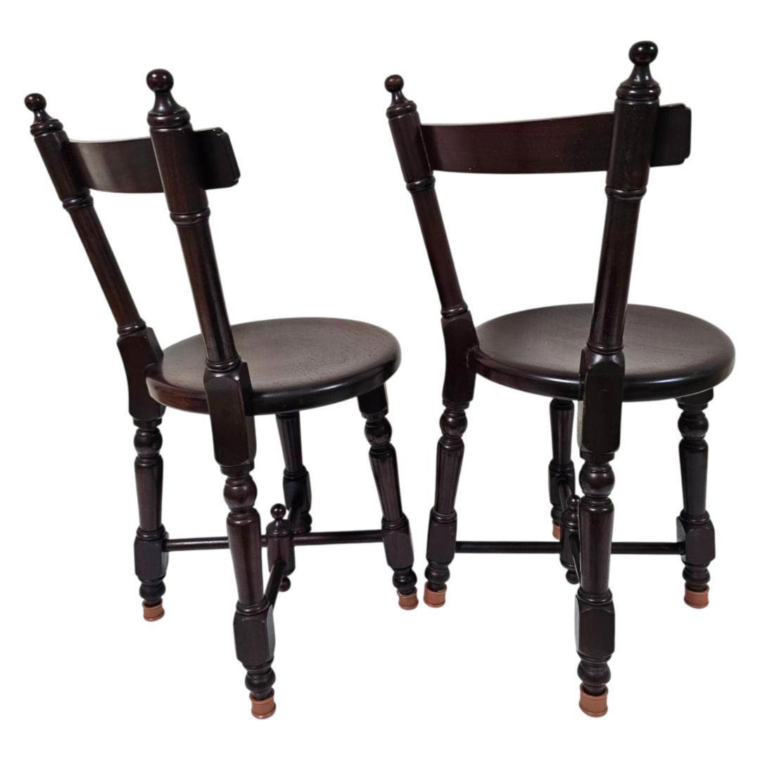 【現状渡し】九州民芸家具 南京小椅子 丸座 2脚セット① ろくろ脚 イス いす