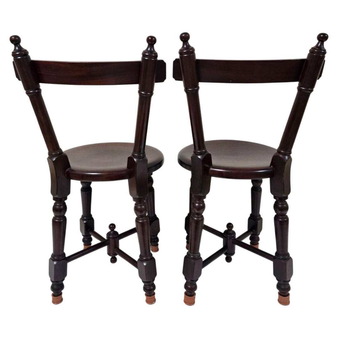 【現状渡し】九州民芸家具 南京小椅子 丸座 2脚セット① ろくろ脚 イス いす