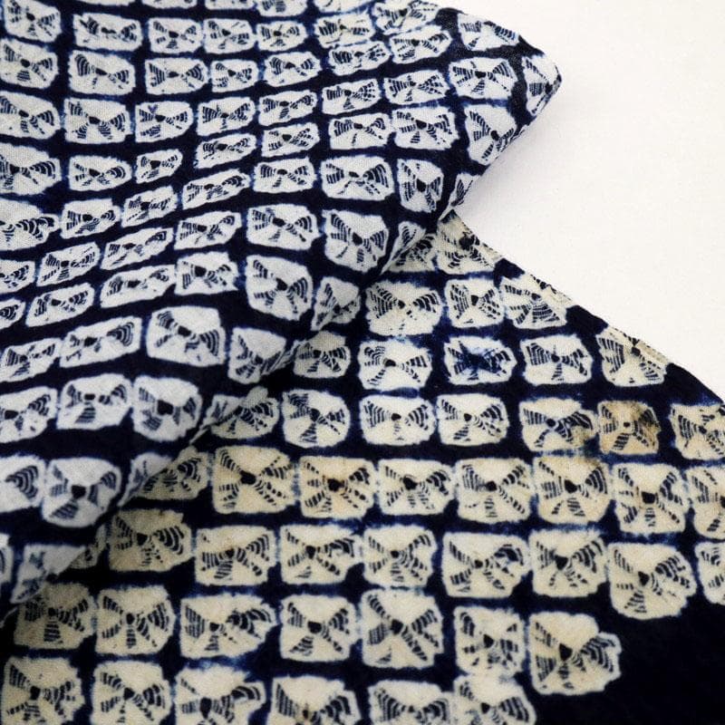《手しぼり＊浴衣反物■流水菊花模様＊濃紺■お仕立て可◆夏着物■反24-146》