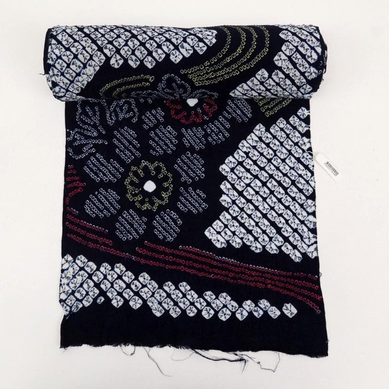 《手しぼり＊浴衣反物■流水菊花模様＊濃紺■お仕立て可◆夏着物■反24-146》