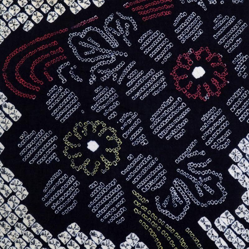 《手しぼり＊浴衣反物■流水菊花模様＊濃紺■お仕立て可◆夏着物■反24-146》