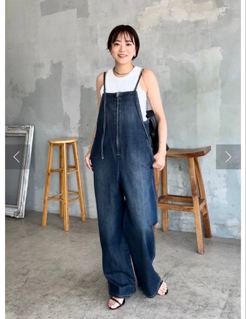 リヴドロワ　デニムサロペット ウエストベルト付き　36サイズ