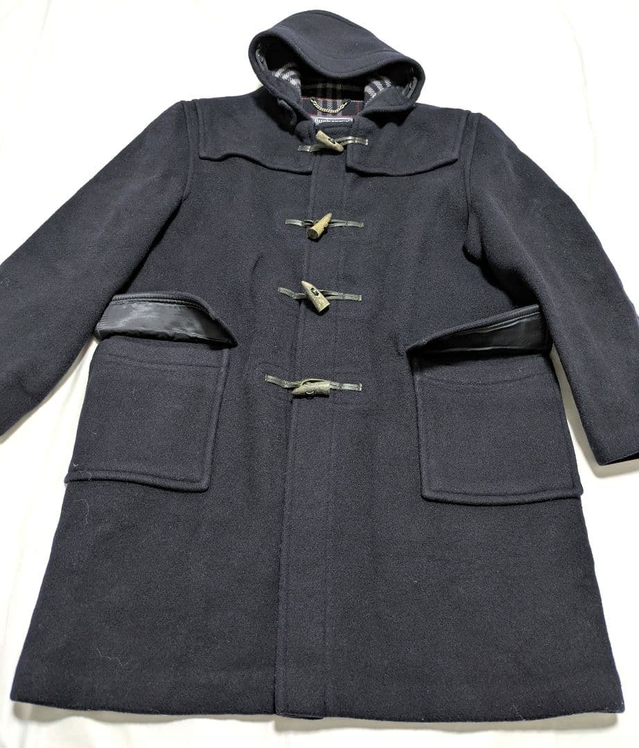 Burberry ダッフルコート ネイビー ノバチェック ウール100% XL