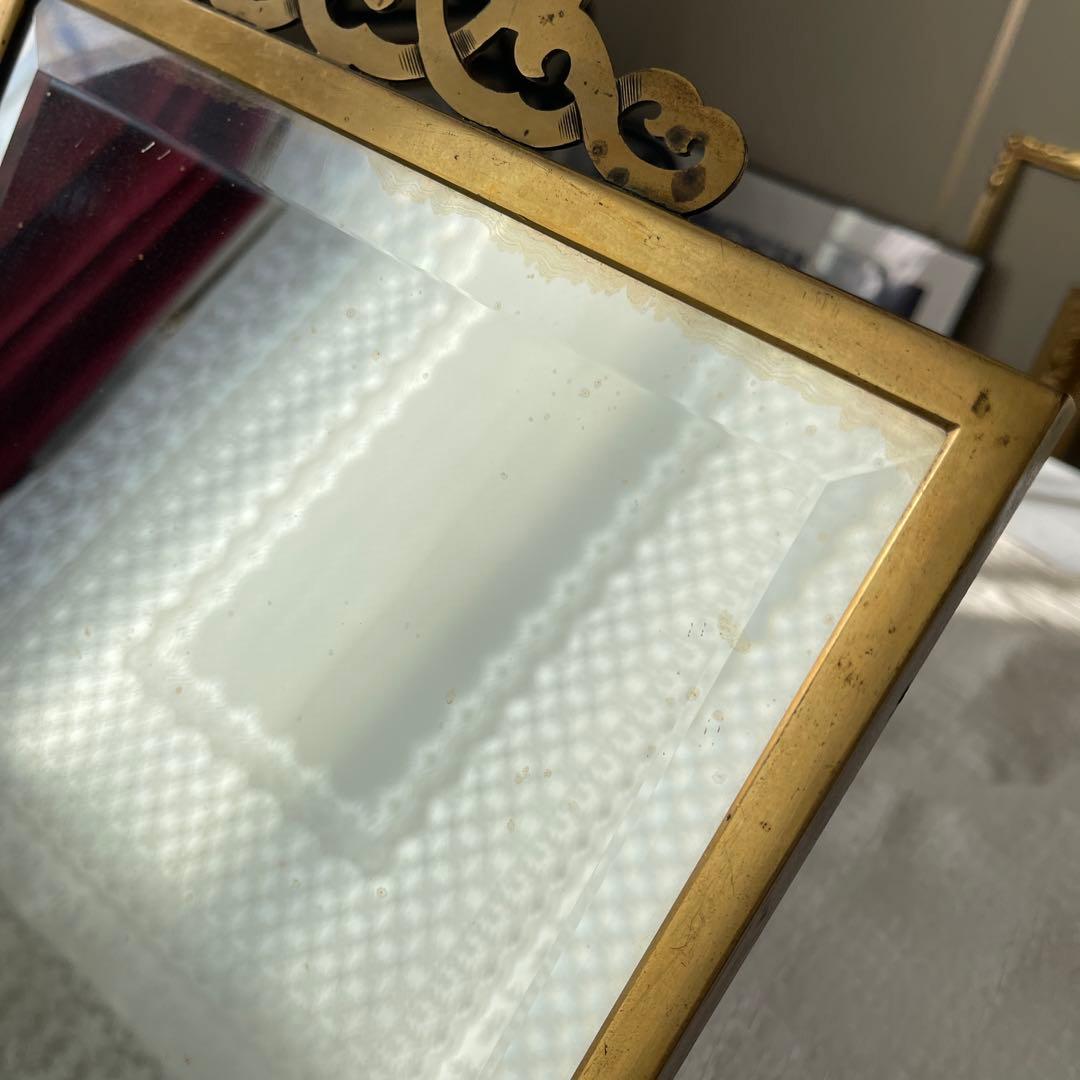 【アンティーク】装飾的なゴールドフレームの鏡