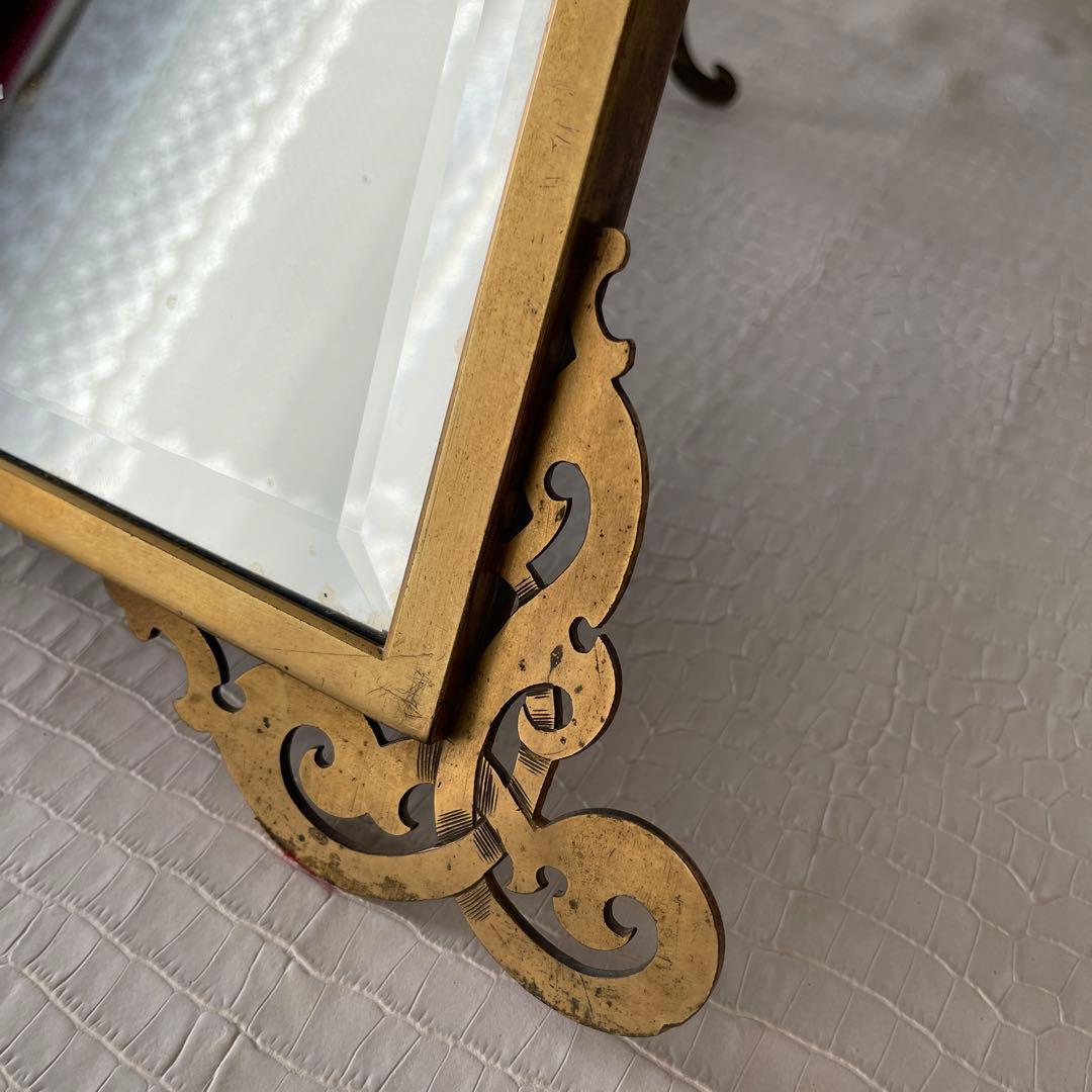 【アンティーク】装飾的なゴールドフレームの鏡