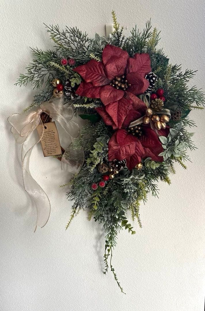 ＊hanahana　フラワーリース＊　玄関リース　クリスマスリース　レッド