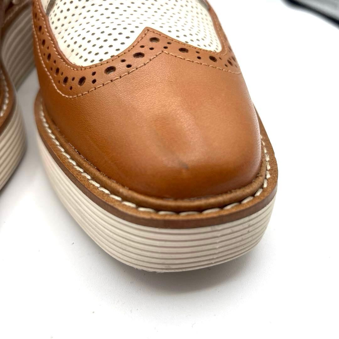 コールハーン　オックスフォード　革靴　ウイングチップ　パンチング　24.5