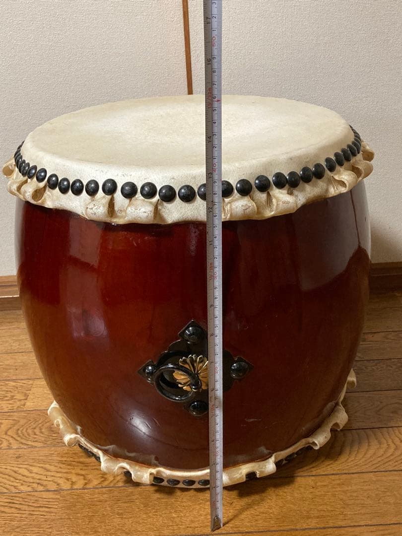 和太鼓　赤茶色　1.2尺太鼓　台座とバチ付き