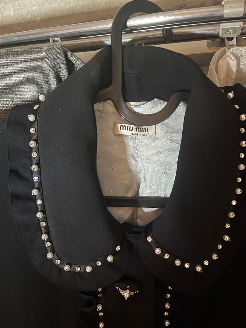 miu miu ミュウミュウ フリル付き黒チェスターコート 42 【希少品】