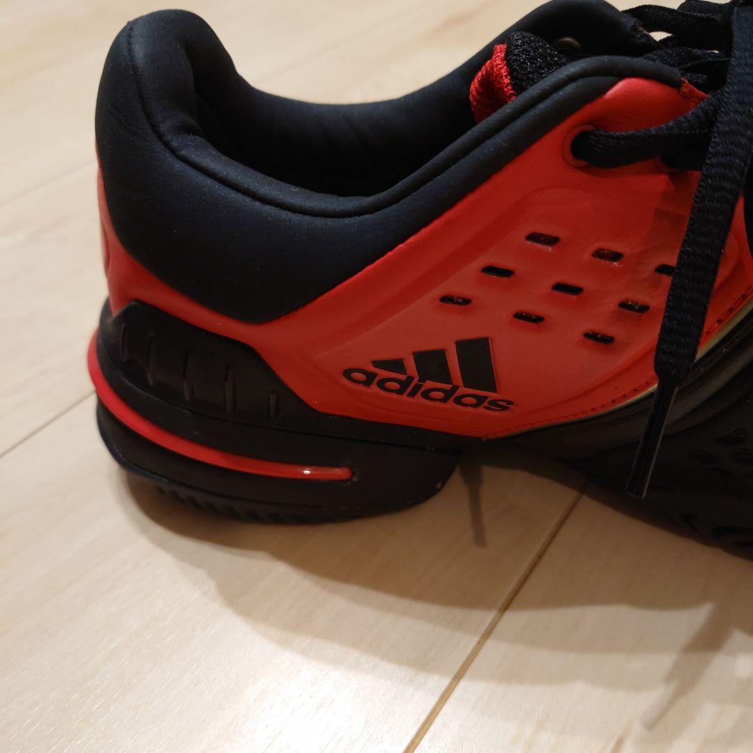 【ほぼ未使用】adidas テニスシューズ 黒/赤　27.5　バリケード6 AC