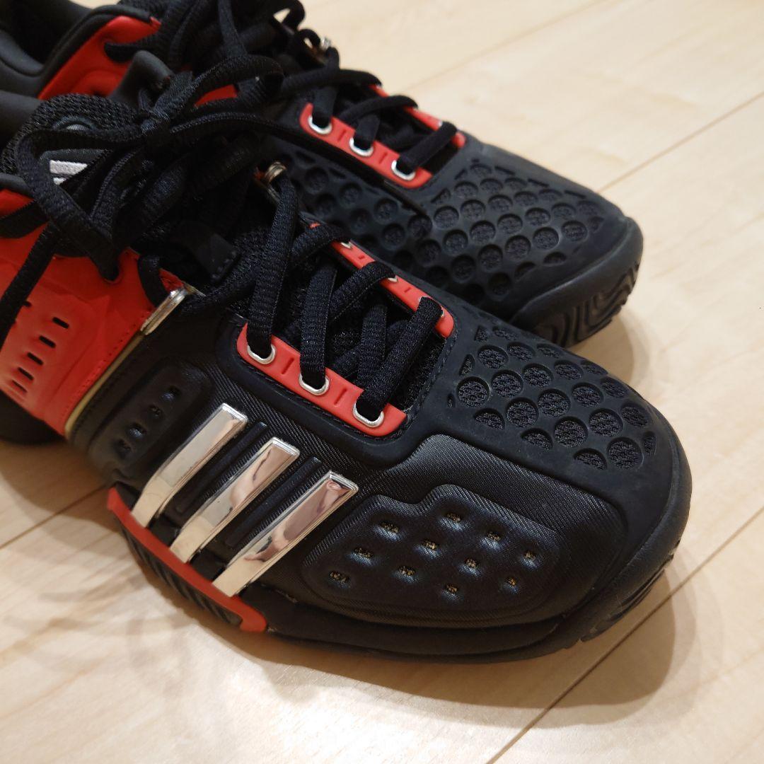 【ほぼ未使用】adidas テニスシューズ 黒/赤　27.5　バリケード6 AC