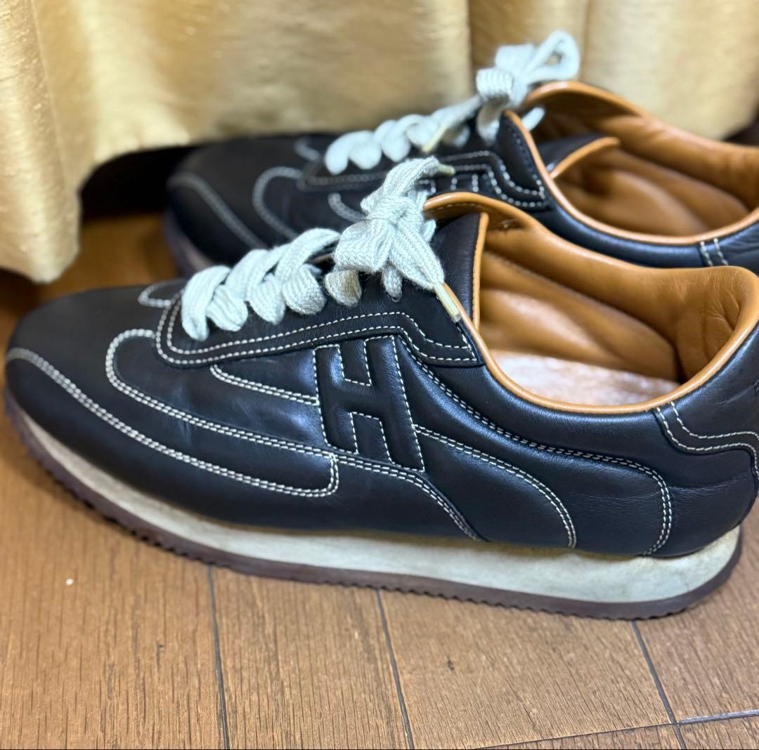 HERMES ブラウン クイックレザー スニーカー38