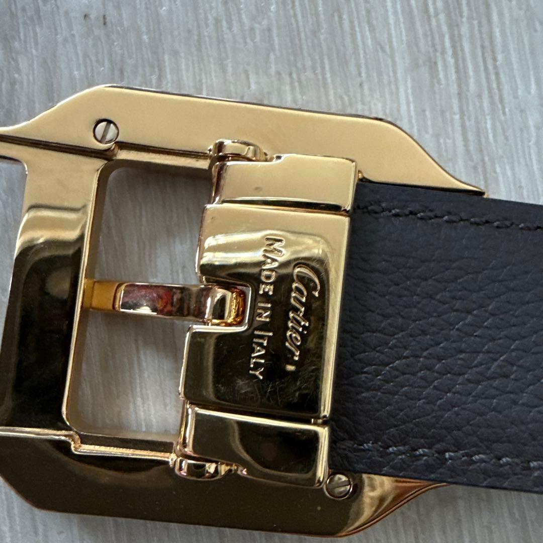 Cartier 黒レザー ゴールドバックル ベルト