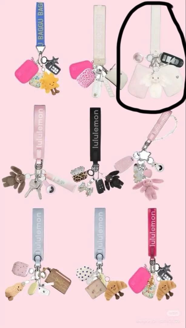 LULULEMON ポーチ　ストラップ　ダブル　黒×銀