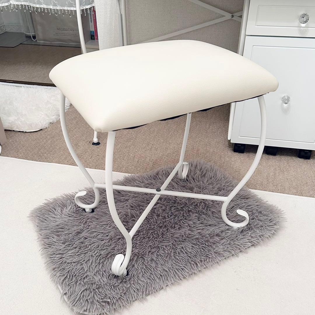 ロートアイアン　スツール　白　アイボリー