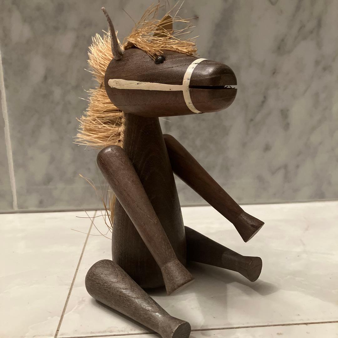 デンマーク60年代激レアJ.V.Orel可愛らしい馬の木彫り兼ペーパーホルダー