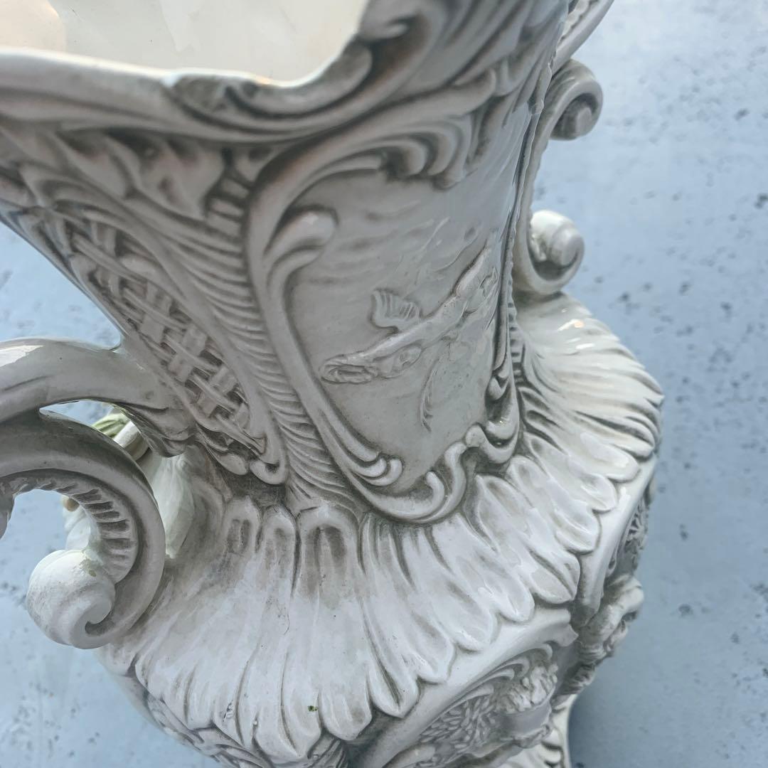 アンティーク花瓶イタリア製フラワーベース ロココ調クラシック 手描き